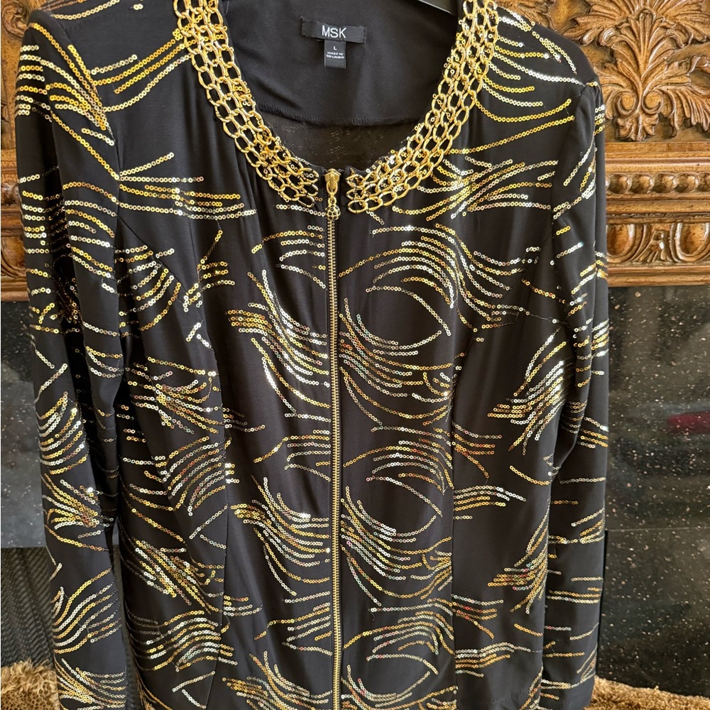 Formal sequin black and gold blouse jacket MSK